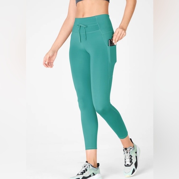 Fabletics Pants - Fabletics High-Waisted Ultra Cool Shine Teal Yoga Leggings Size Large